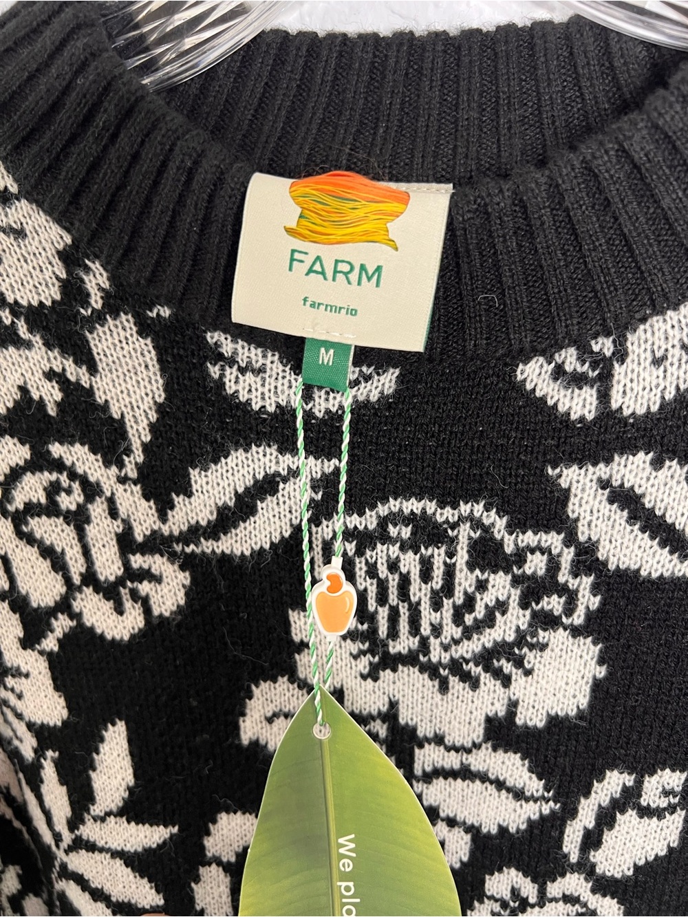 Farm Rio Sweater Dress Women’s Medium Cashew & Birds Floral Chunky Knit L - Picture 4 of 11